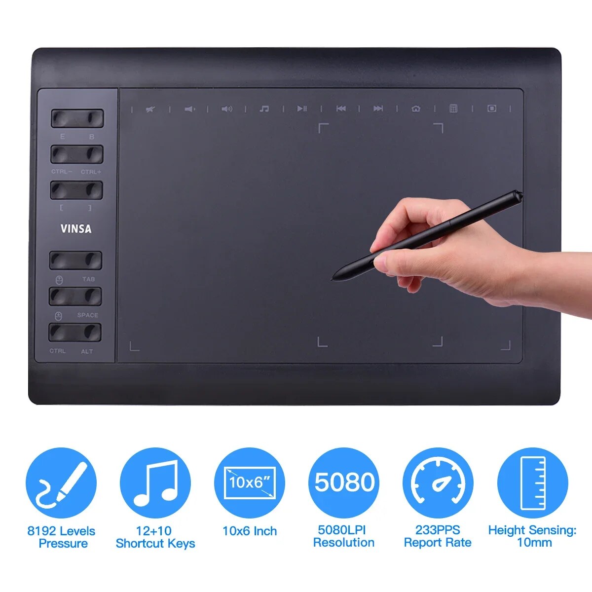 Graphic Tablet Accessories - Tavoletta grafica professionale da 10x6 pollici